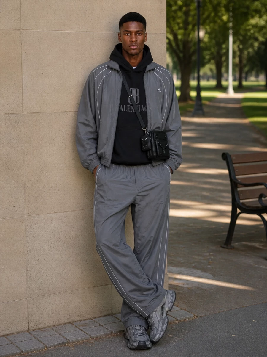 Balenciaga grey track suit chunky sneakers