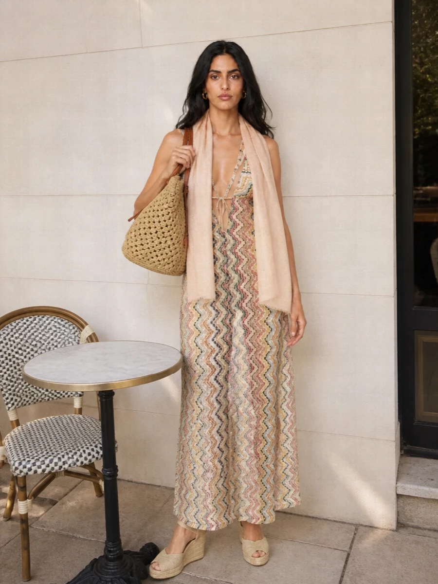 Missoni crochet maxi dress raffia espadrille