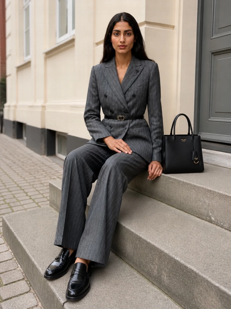 Lardini pinstripe blazer tailored grey trousers