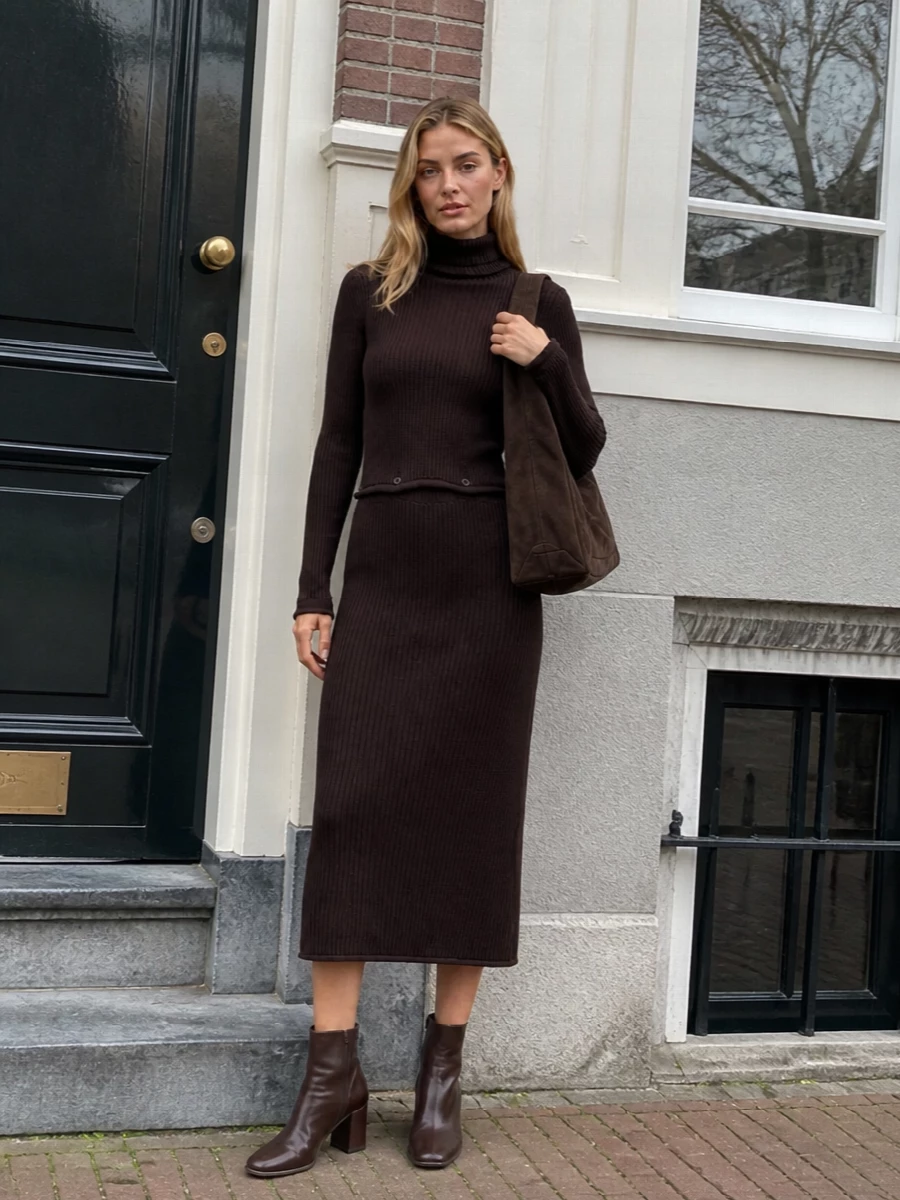 Bottega veneta brown knit dress margiela boots