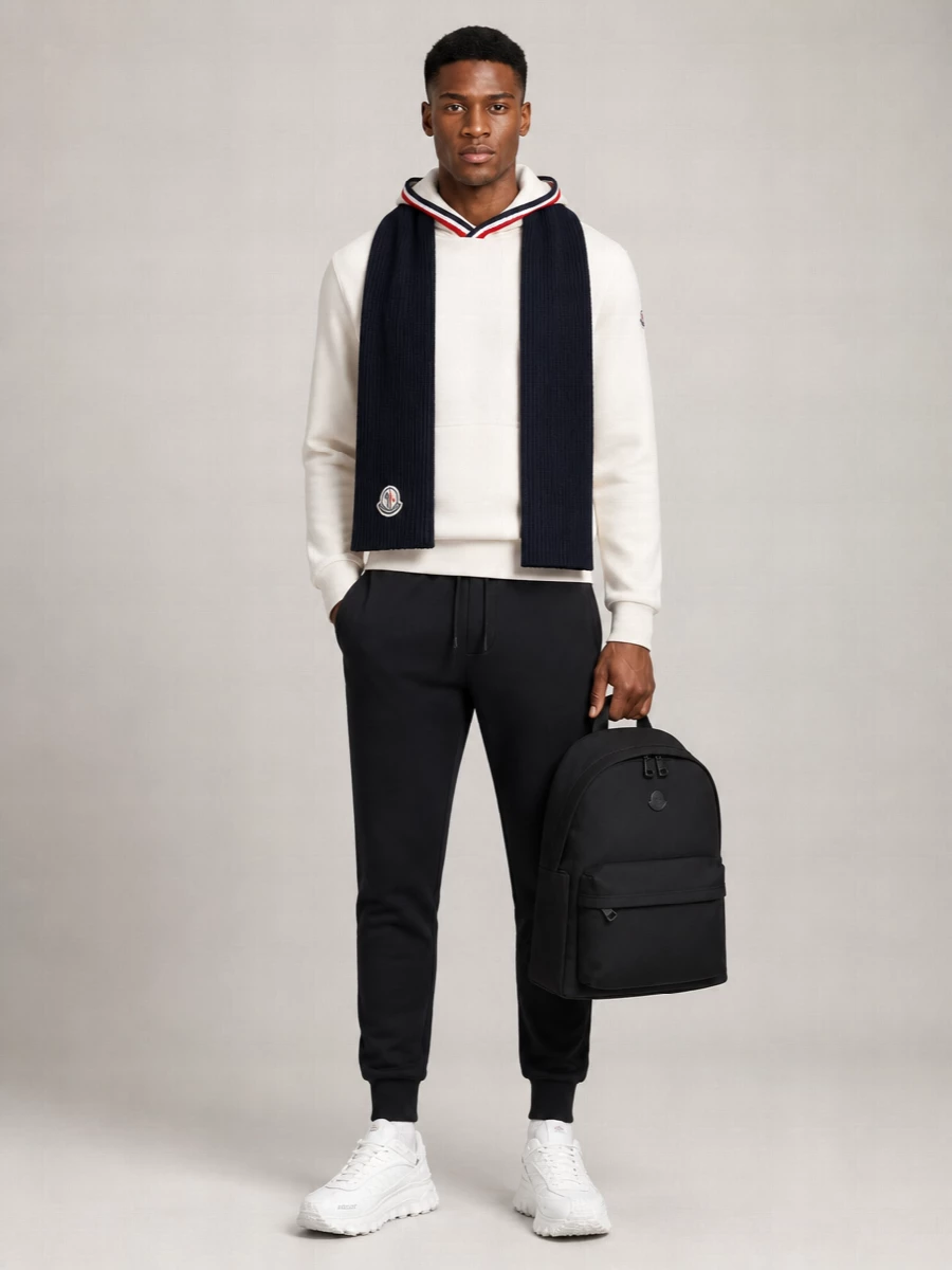 Moncler Striped Trim Cotton Hoodie