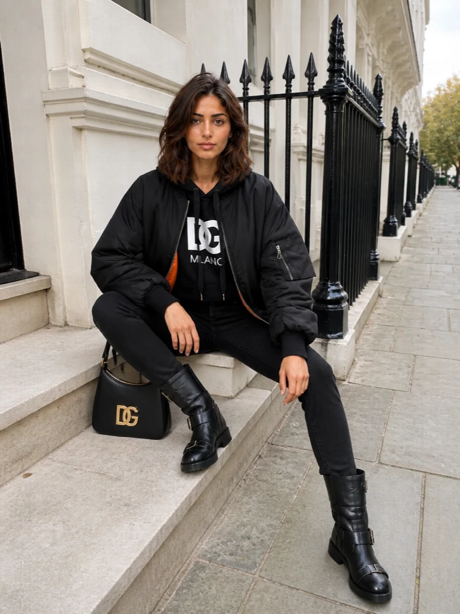 Dolcegabbana bomber black jeans biker boots