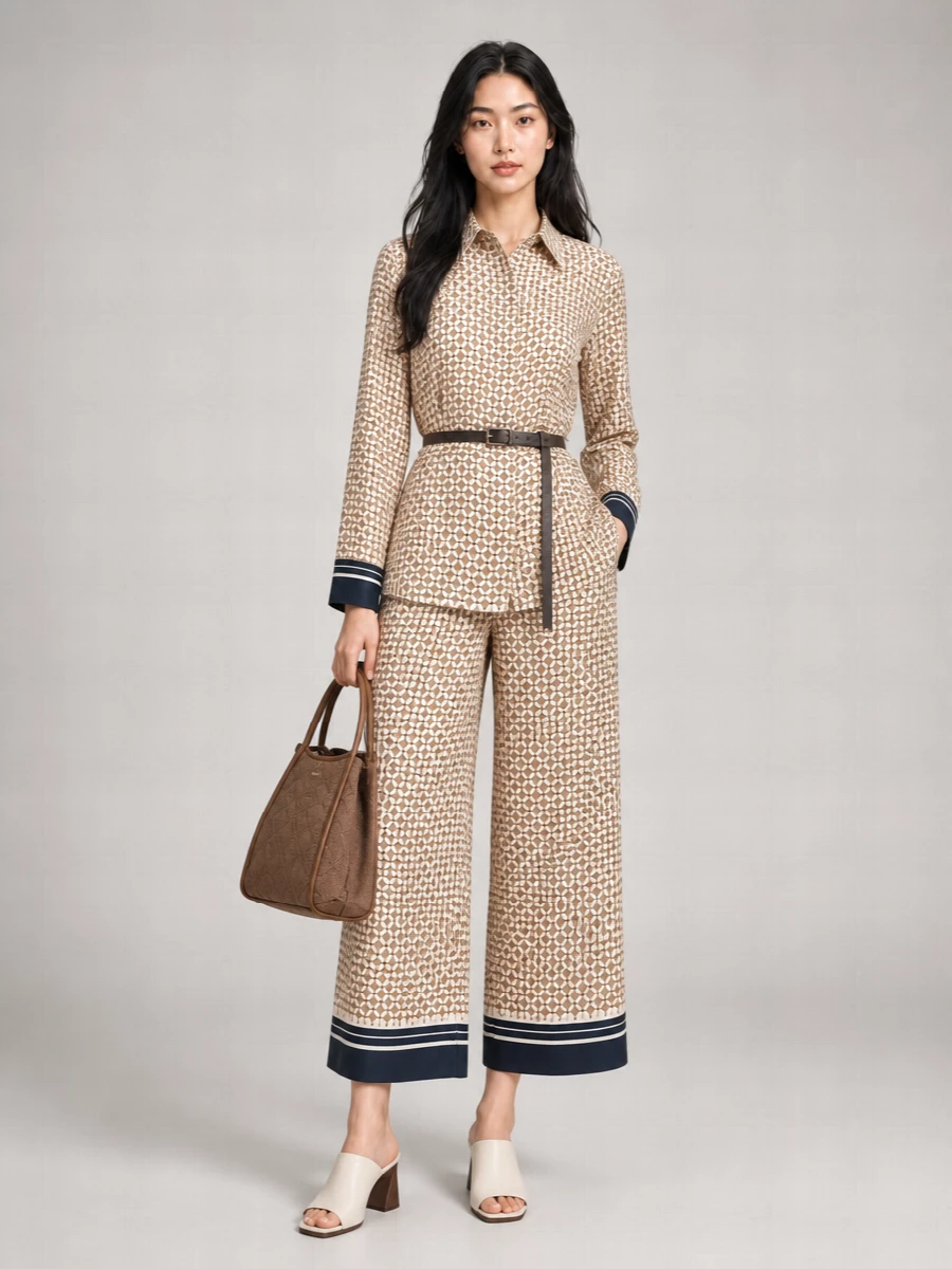 S Max Mara Silk High-Rise Wide-Leg Printed Trousers