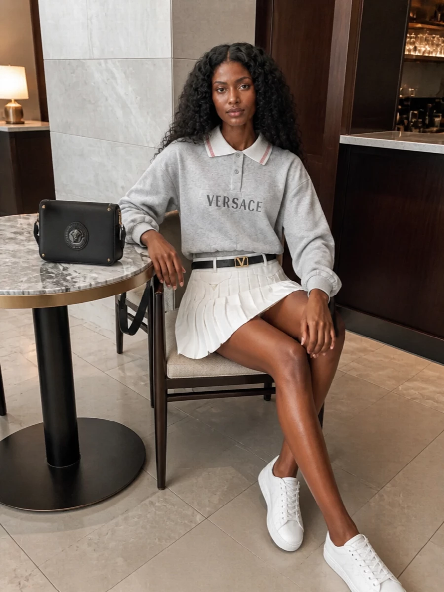 Versace polo sweatshirt pleated mini sneakers
