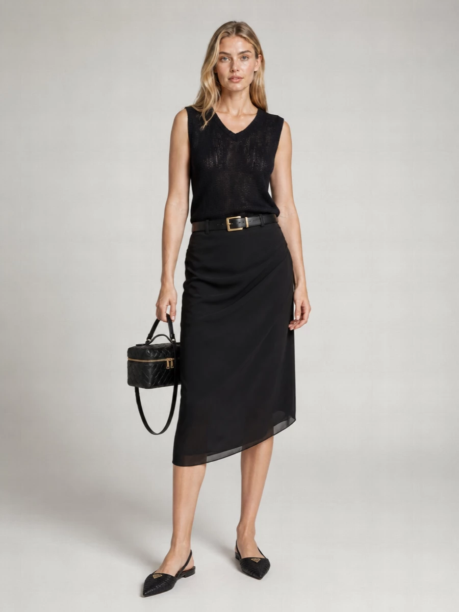 Prada Cashmere Semi-Sheer Knitted V-Neck Sleeveless Top