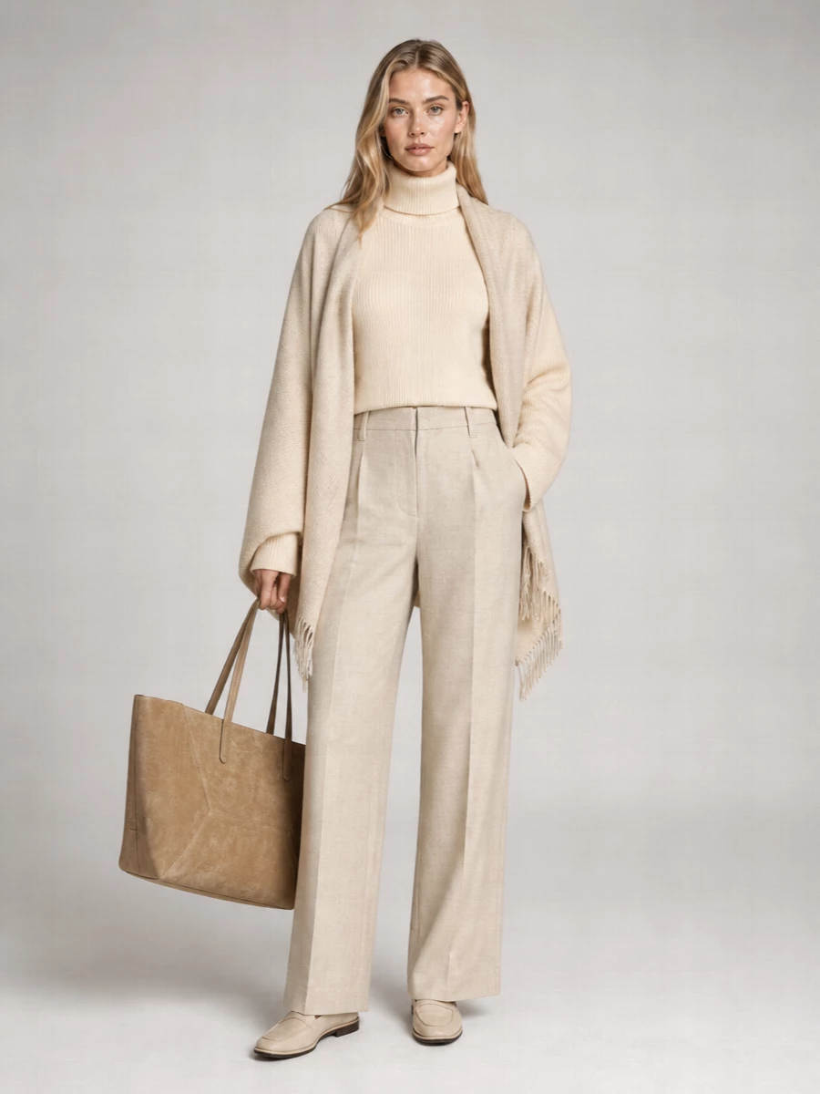 Brunello Cucinelli Wool Cashmere Silk Ribbed Cropped Turtleneck Sweater