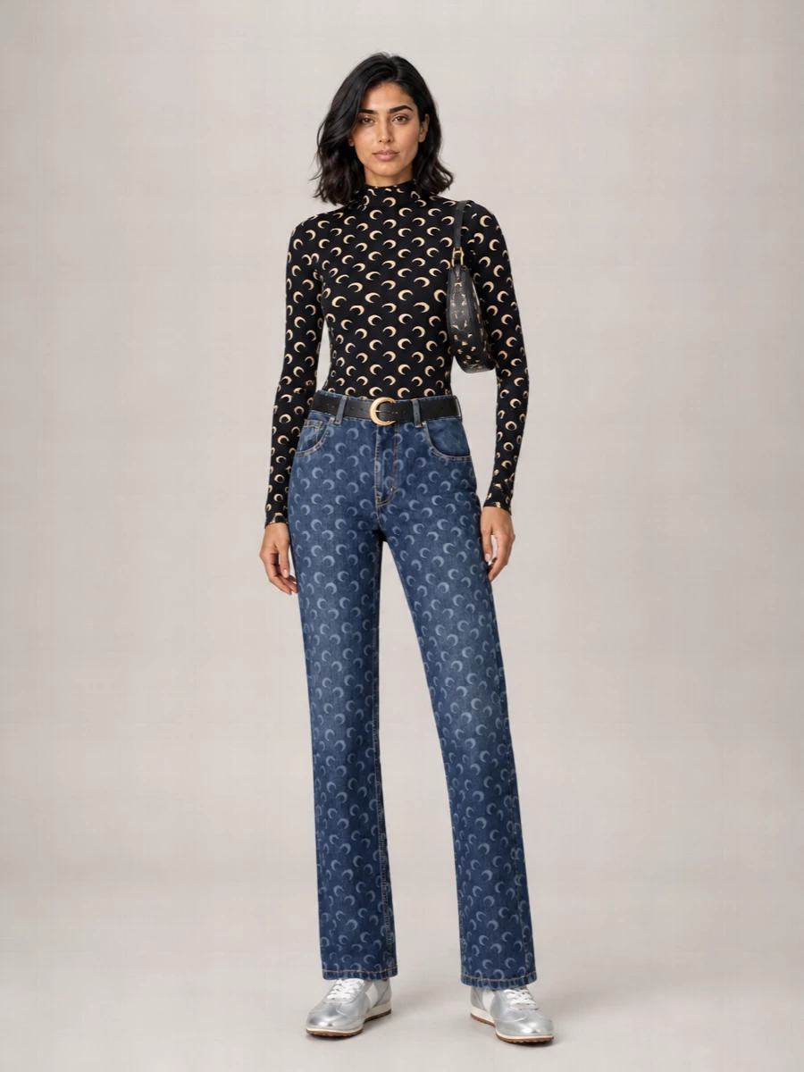 Marine Serre straight-leg denim jeans