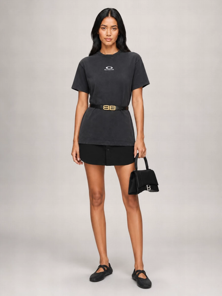 Balenciaga Cotton Short-Sleeve Mini T-Shirt Dress