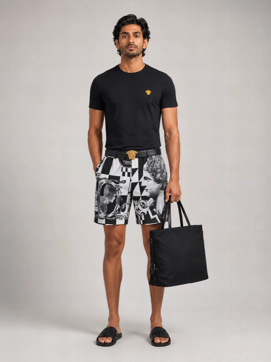 Versace Silk Printed Swim Shorts