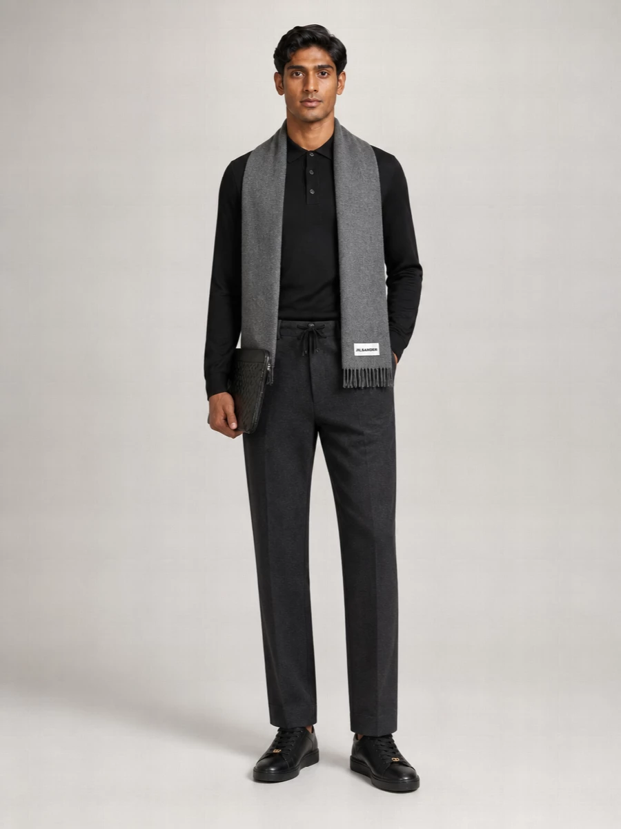 Zanone Fine-Knit Wool Long-Sleeve Polo Shirt