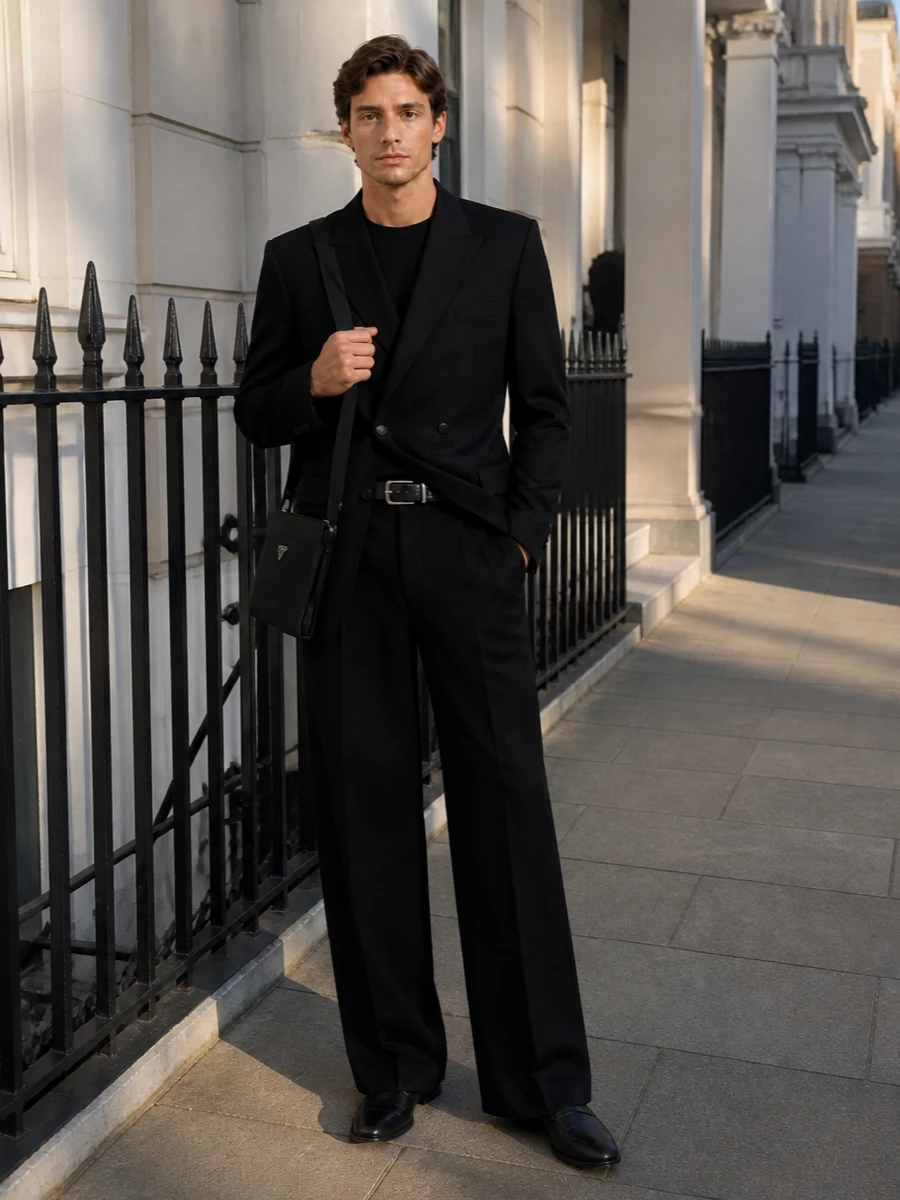 Balmain blazer lanvin wide leg trousers outfit
