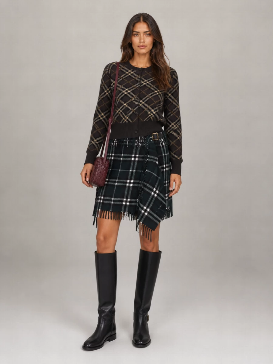 Burberry Embroidered Cashmere Wool Mini Skirt