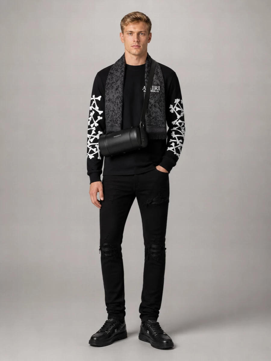 Amiri Leather Metallic Low-Top Sneakers