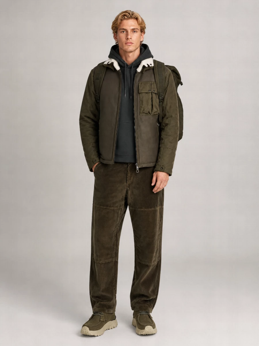 C.P. Company leather shearling padded coat