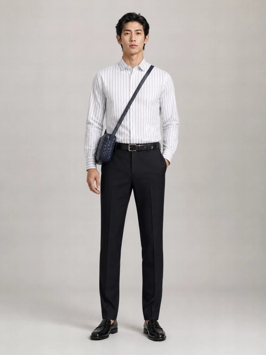 Thom Browne Wool Pants With Backstrap And Iconic Stripes