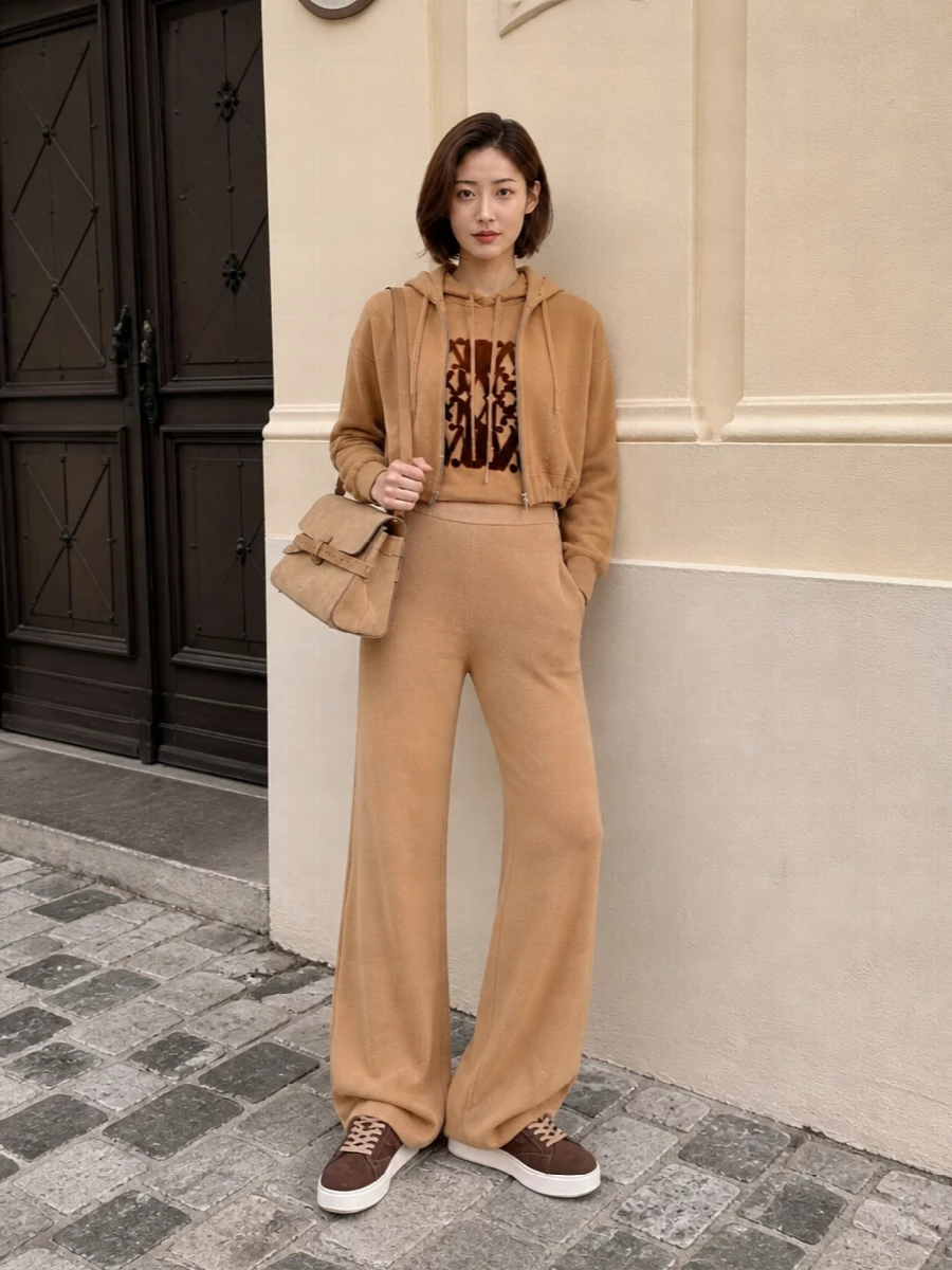 Max mara camel knit outfit moose knuckles jacket