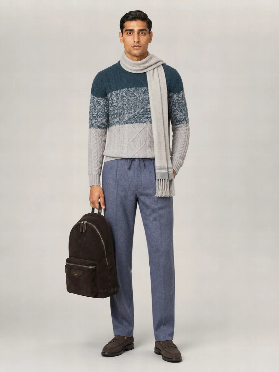 Kiton Cashmere Cable-Knit Crew-Neck Sweater