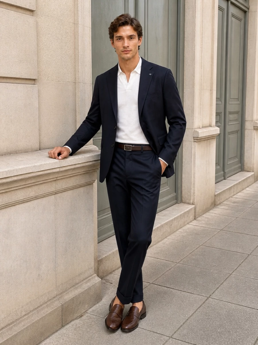 Tagliatore navy blazer tods loafers ferragamo bag