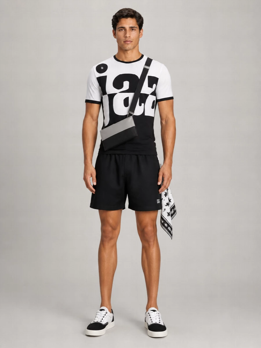 Dolce&Gabbana Cotton Jazz Print Short-Sleeve T-Shirt