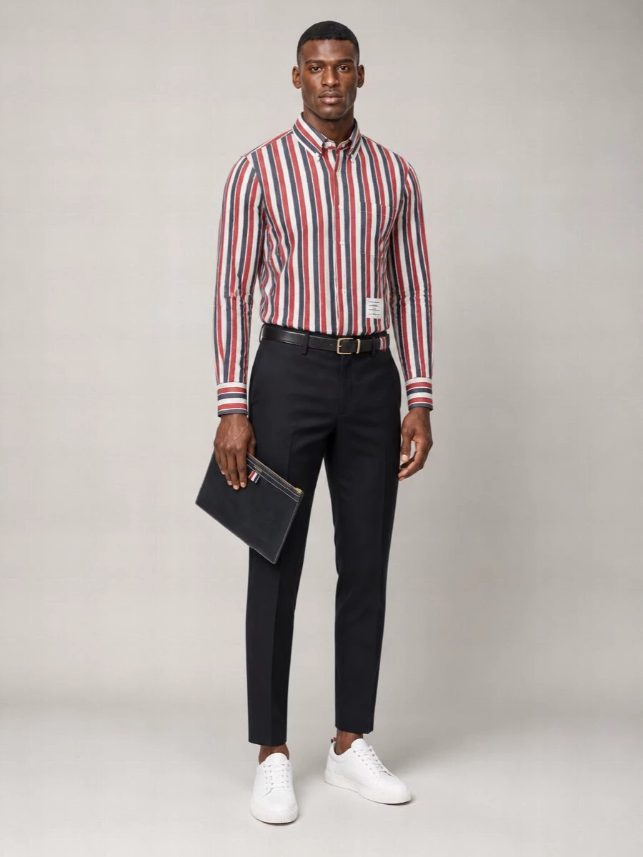 Thom Browne Striped Cotton Long-Sleeve Shirt