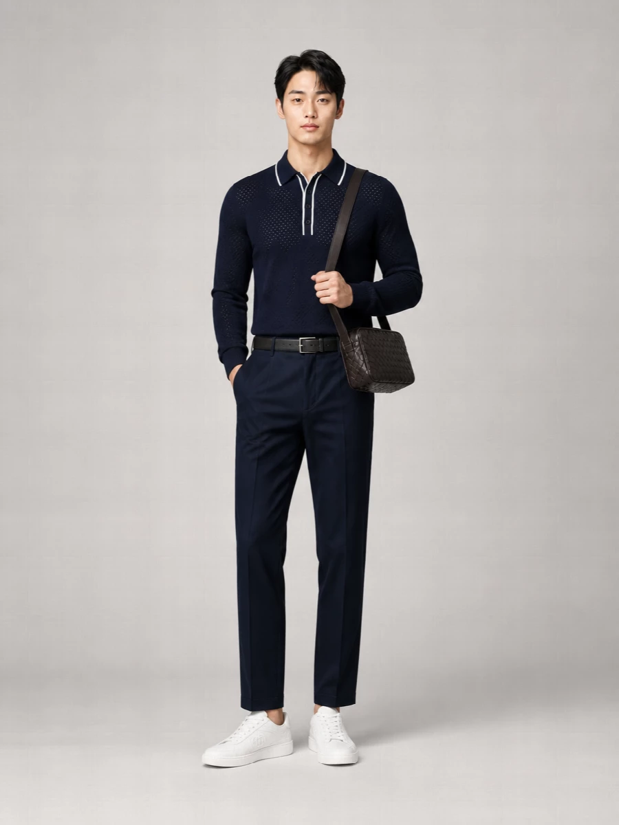 Gucci Wool Long-Sleeve Polo Shirt