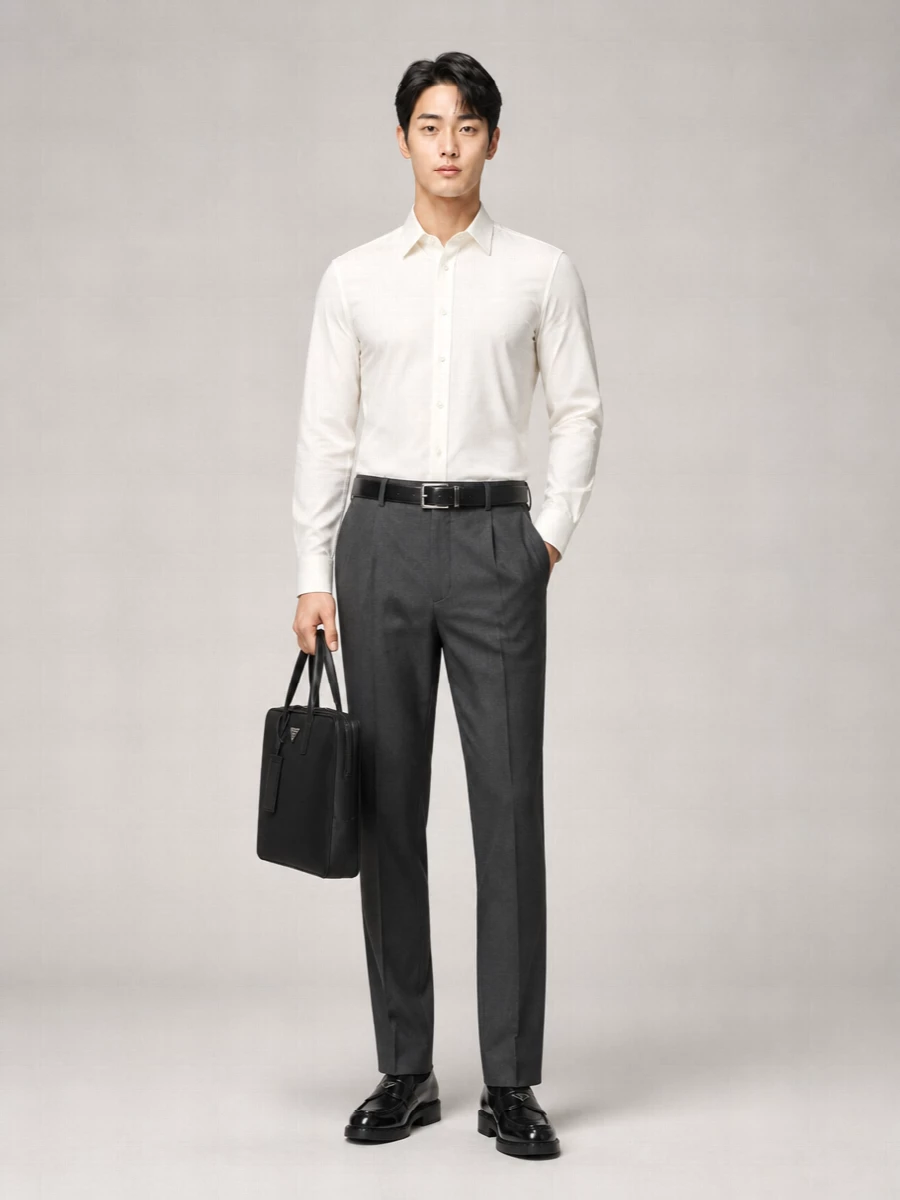 Prada Virgin Wool Blend Straight-Leg Pleated Tailored Trousers