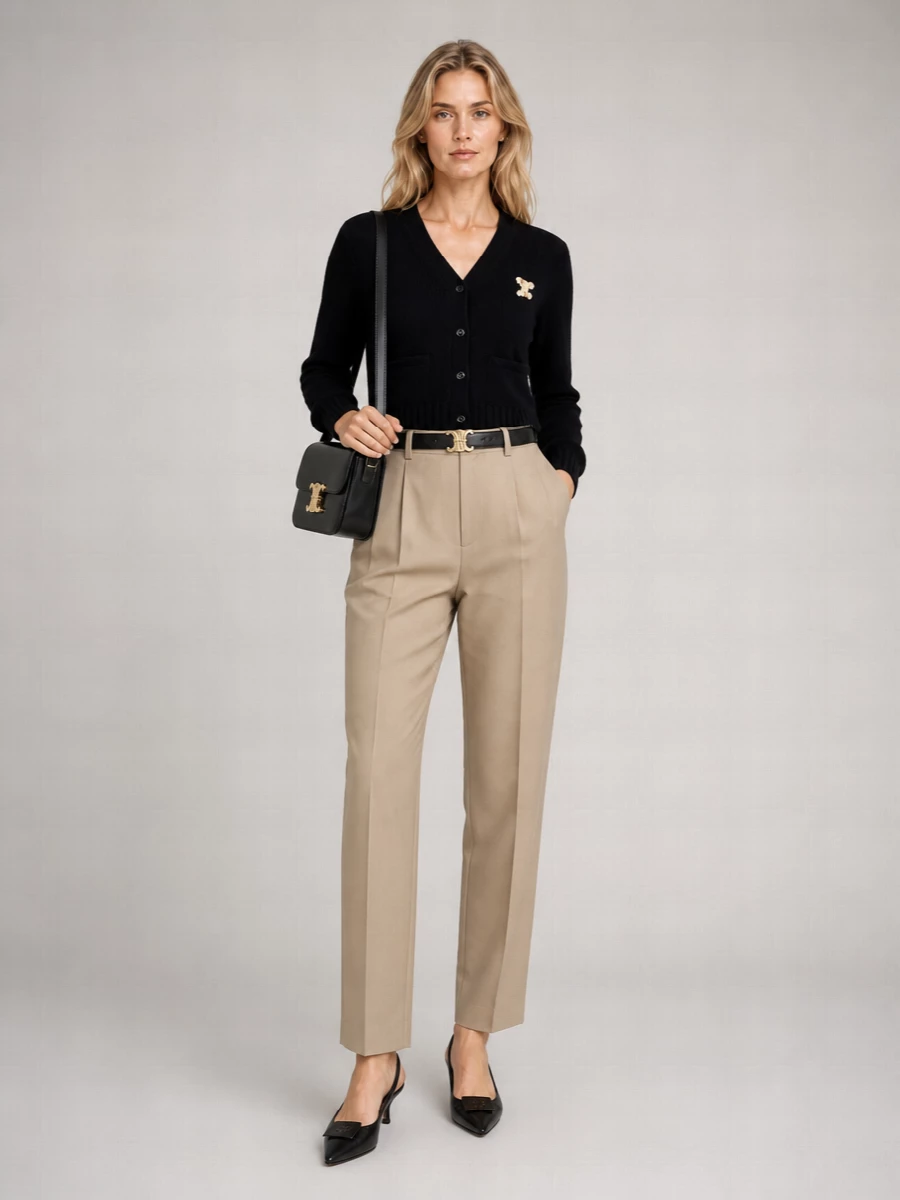 Celine Cashmere Silk V-Neck Ribbed Cardigan
