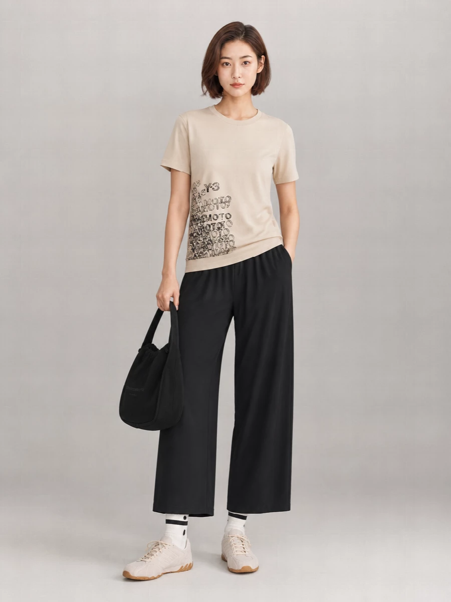 Y-3 Graphic Print Cotton Crew Neck Short Sleeve T-Shirt