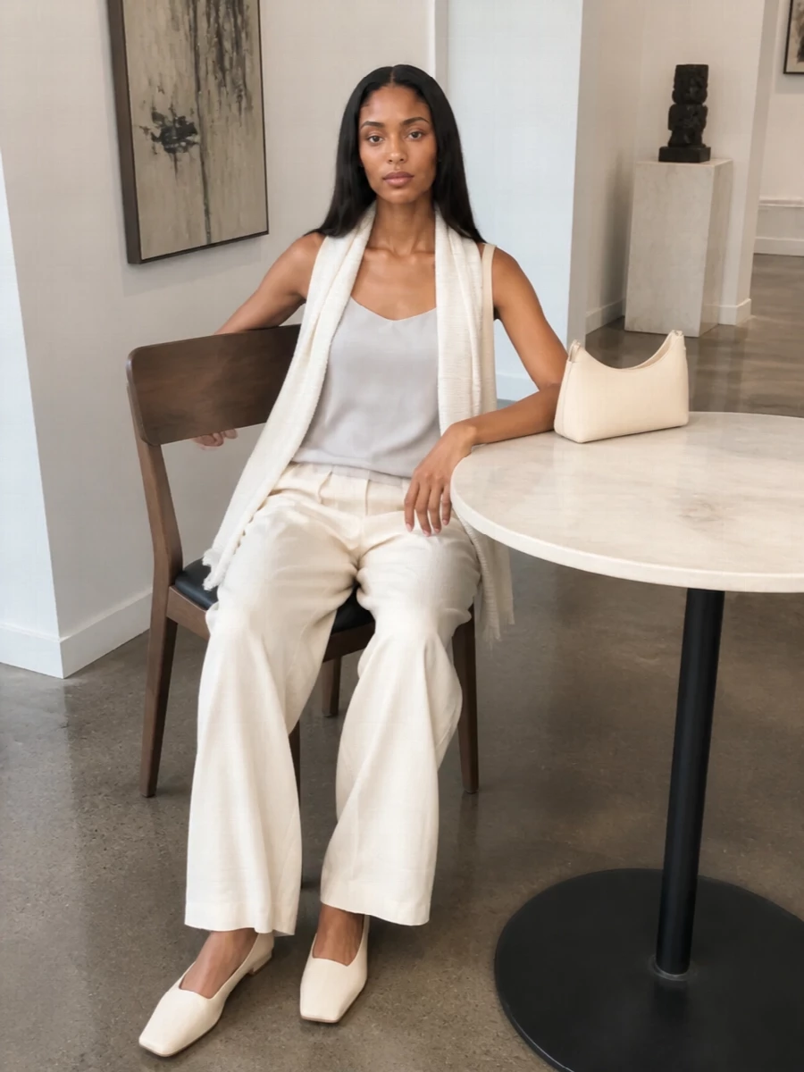Haikure wide leg trousers herno camisole outfit