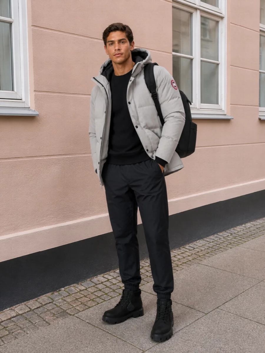 Canada goose parka black joggers moncler boots