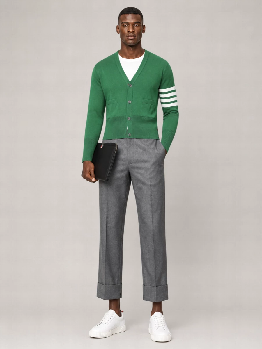 Thom Browne Cashmere V-Neck Ribbed Cardigan