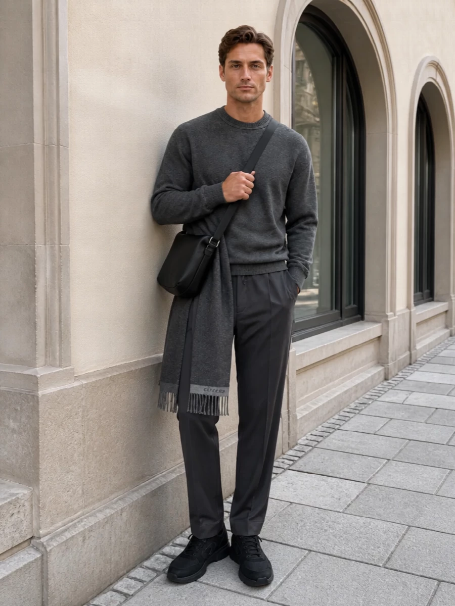 Jacquemus grey sweatshirt margiela trousers outfit