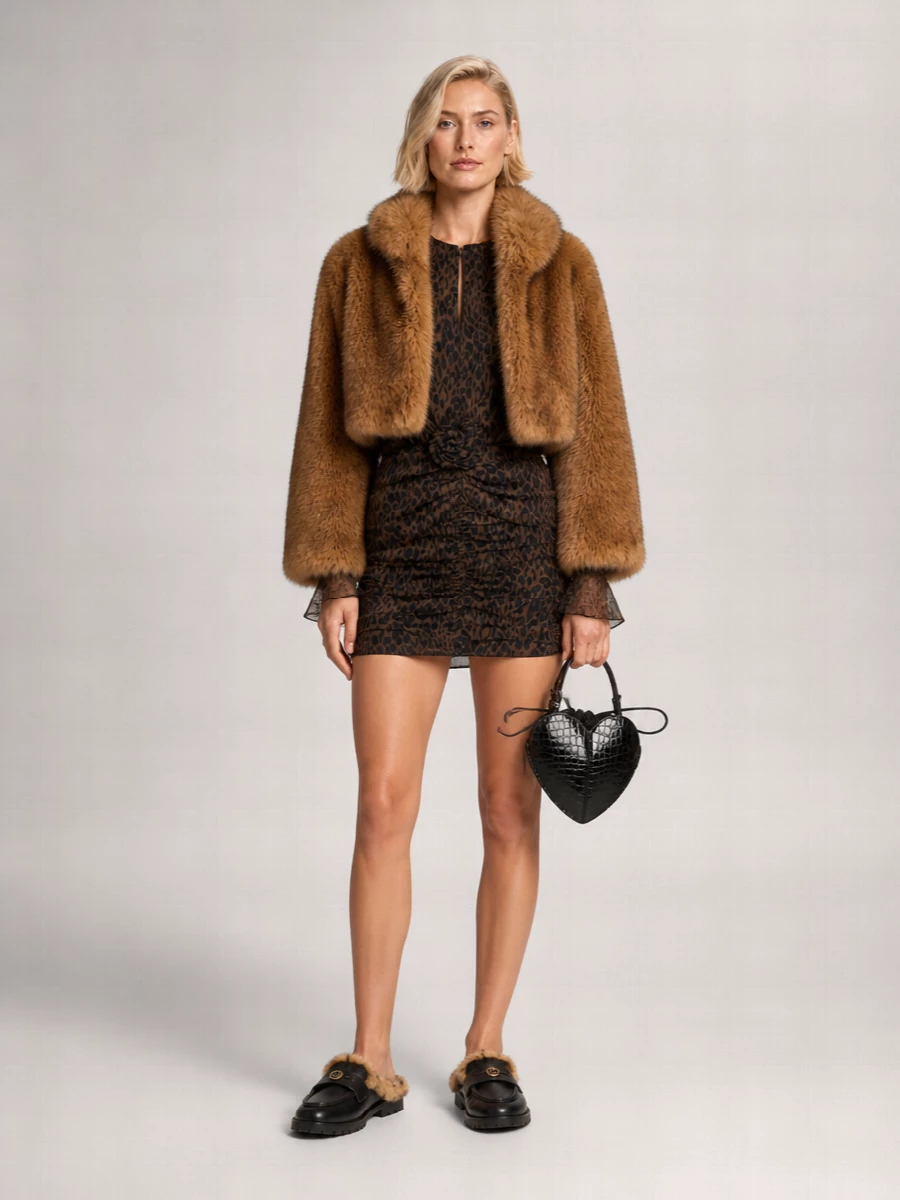 Rotate faux fur jacket
