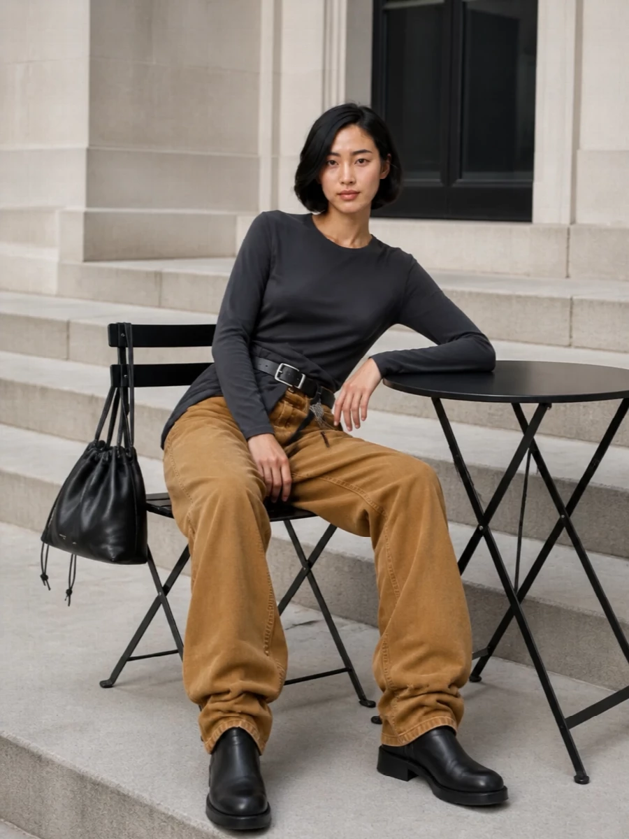 Ann demeulemeester wide leg jeans biker boots