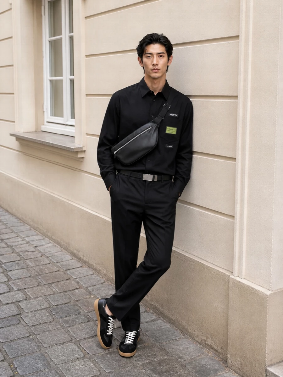 Mm6 margiela black shirt tailored trouser outfit