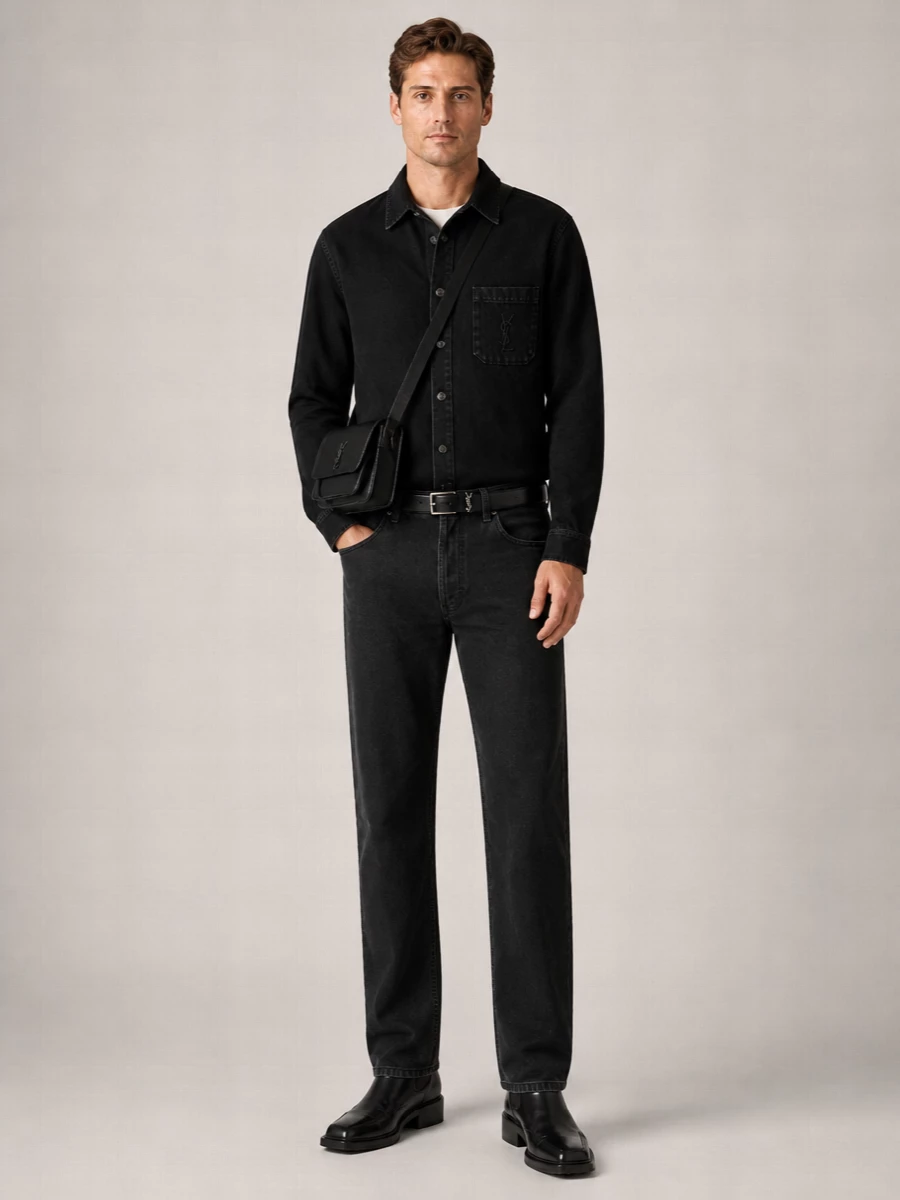 Saint Laurent Leather Grained Belt