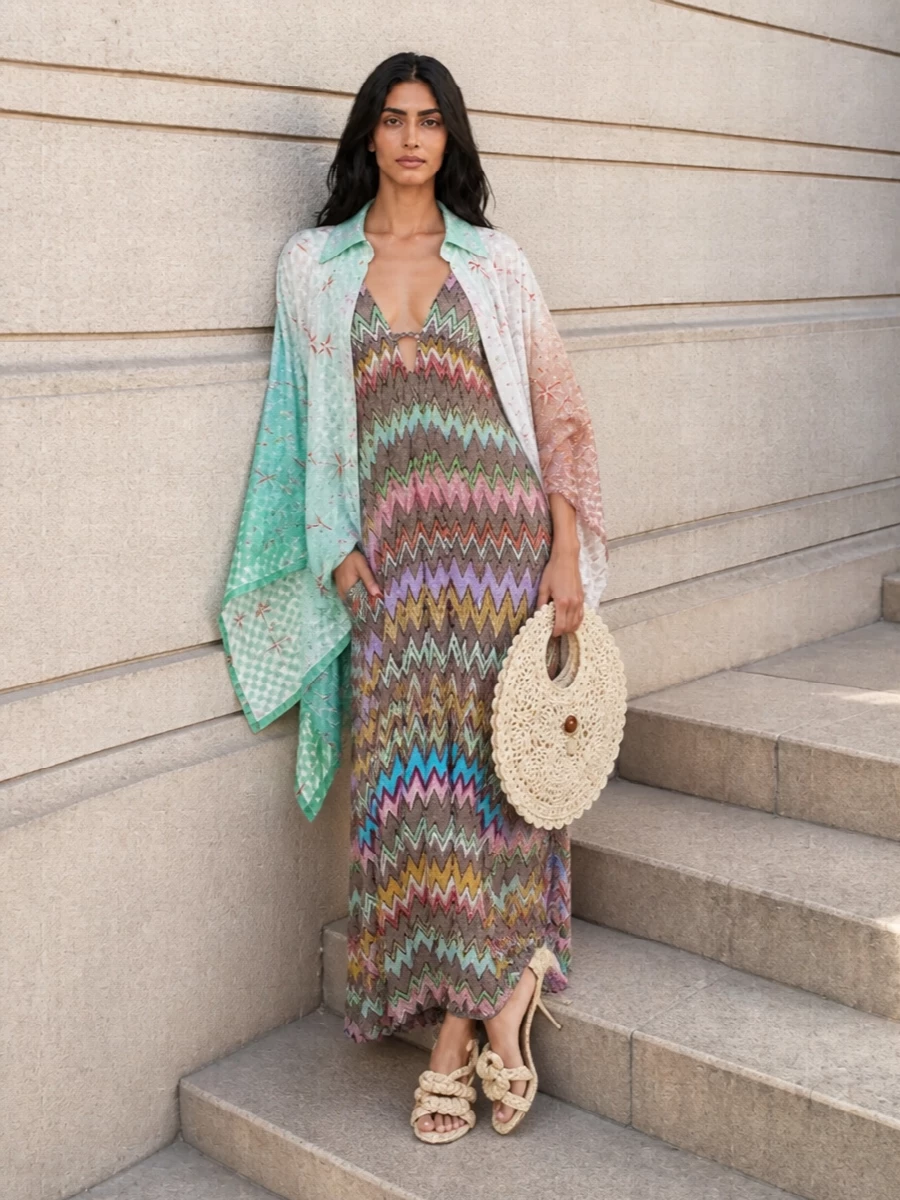 Missoni kaftan crochet maxi dress outfit