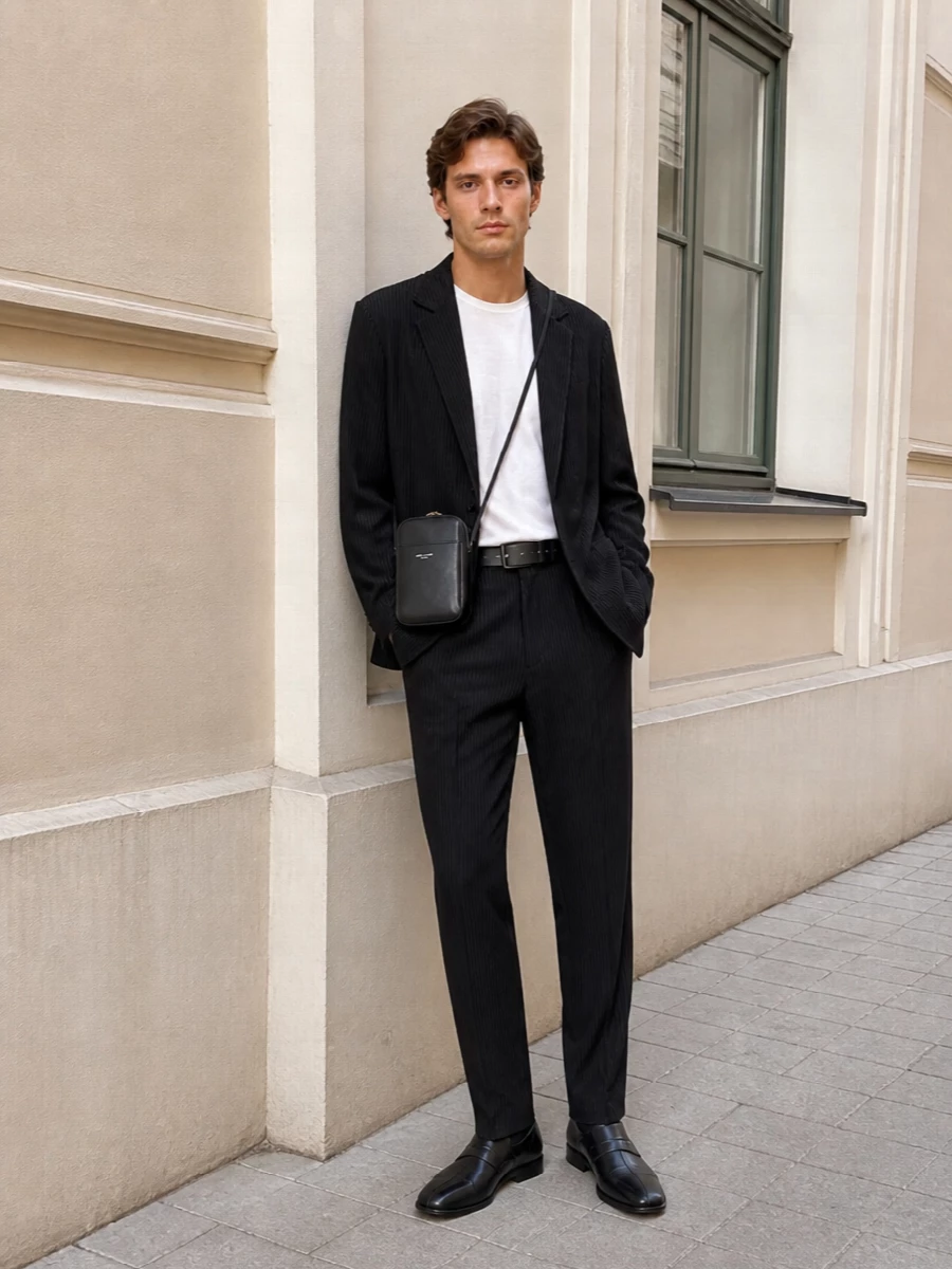 Homme plisse suit black monk shoes saint laurent bag