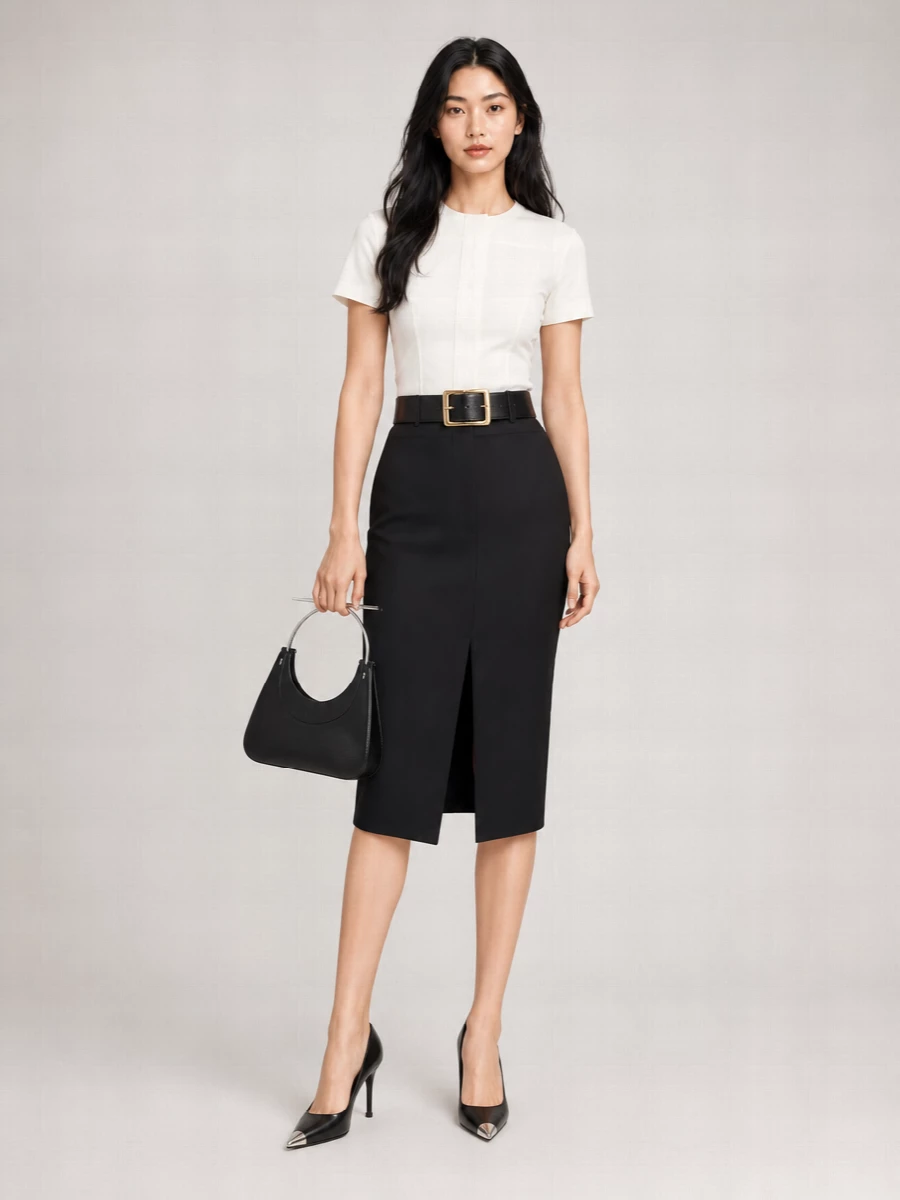 Alexander Mcqueen Wool Midi Pencil Skirt