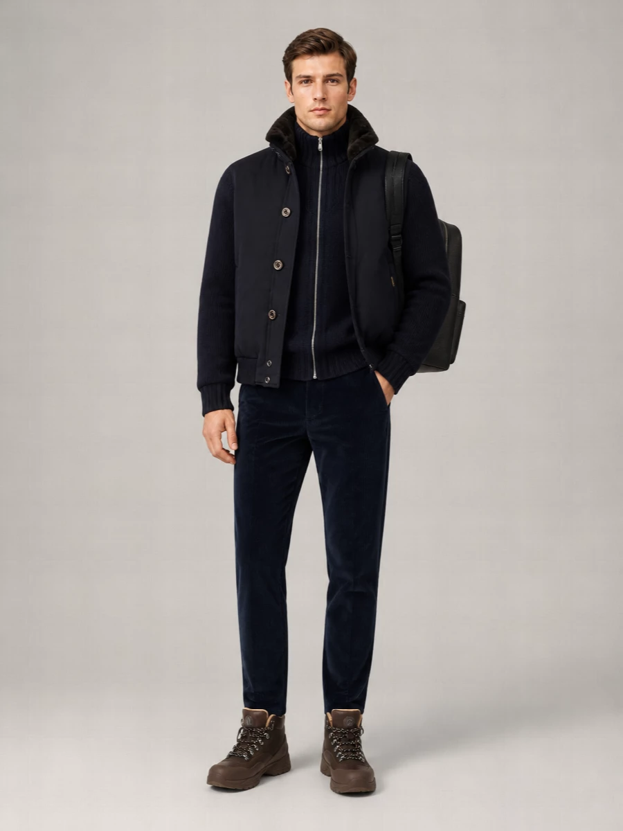 Moorer cashmere wool ribbed bomber jacket