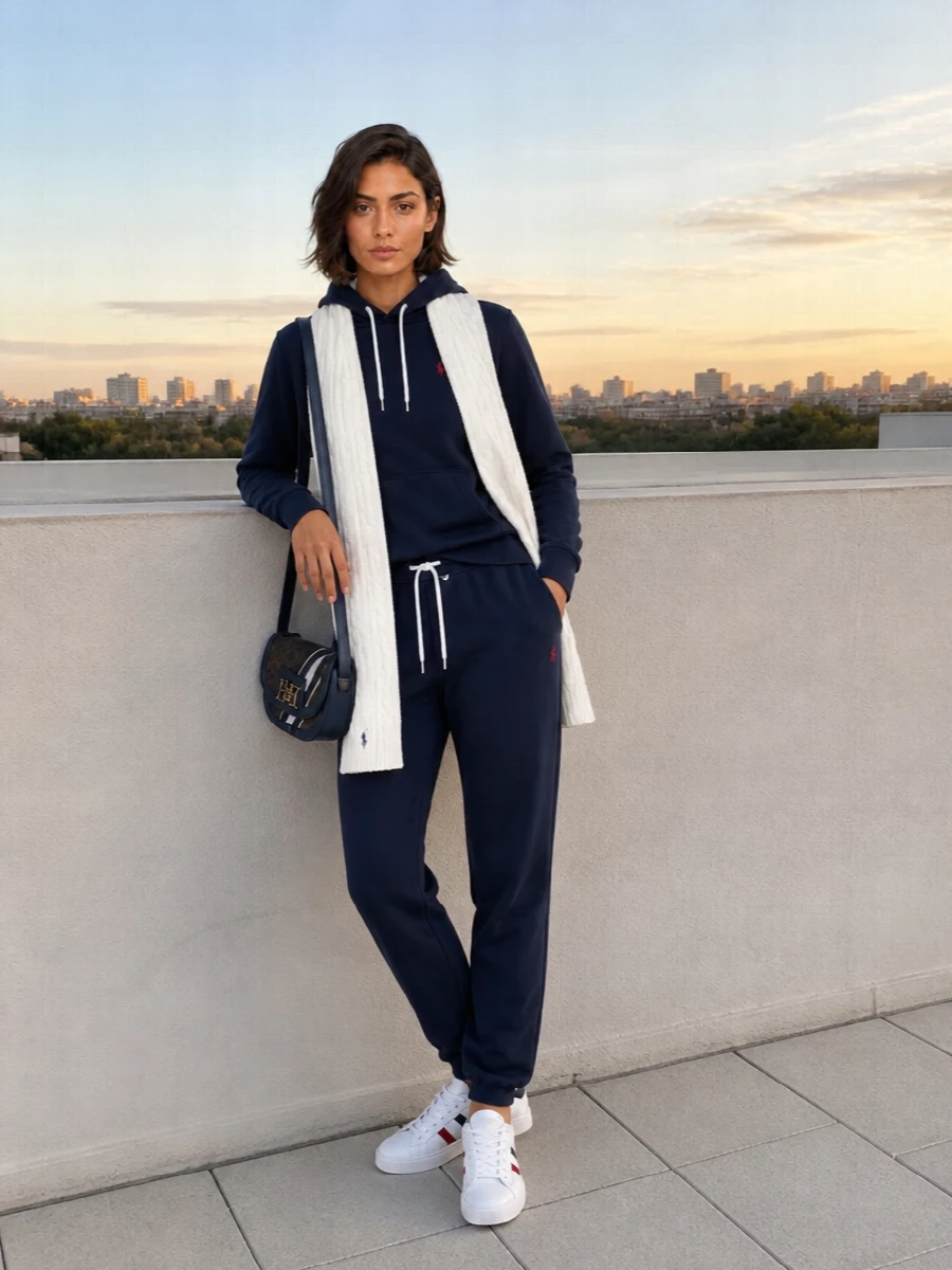 Polo ralph lauren navy joggers moncler sneakers
