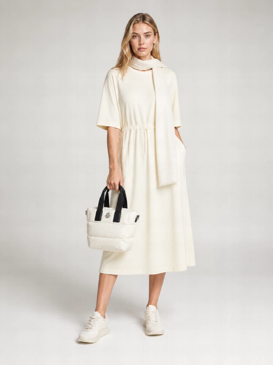 Moncler Cotton Ribbed Midi Dress
