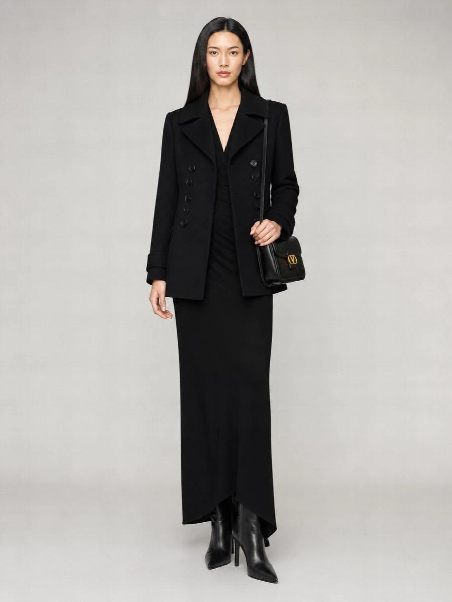 Valentino Garavani Wool Coat With Belted Waist And Double-Breasted Design