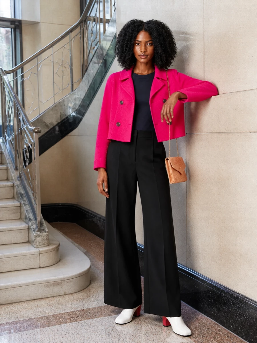 Dries van noten pink jacket wide leg trousers