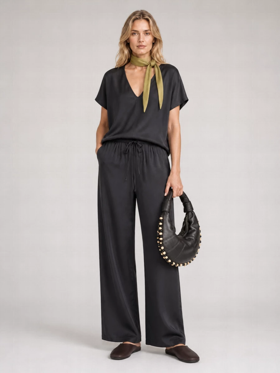 Alysi Silk Wide-Leg Pyjama Bottoms