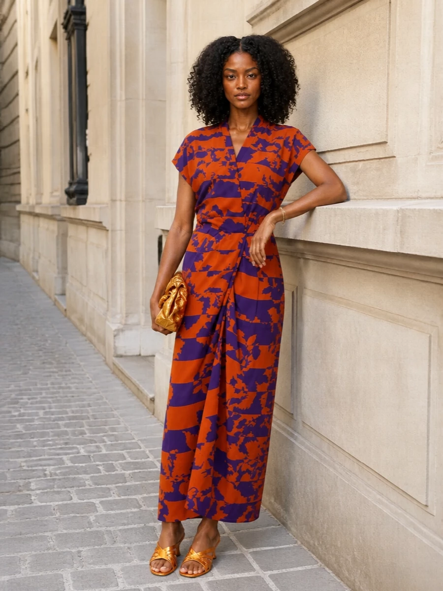 Dries van noten orange floral maxi dress outfit