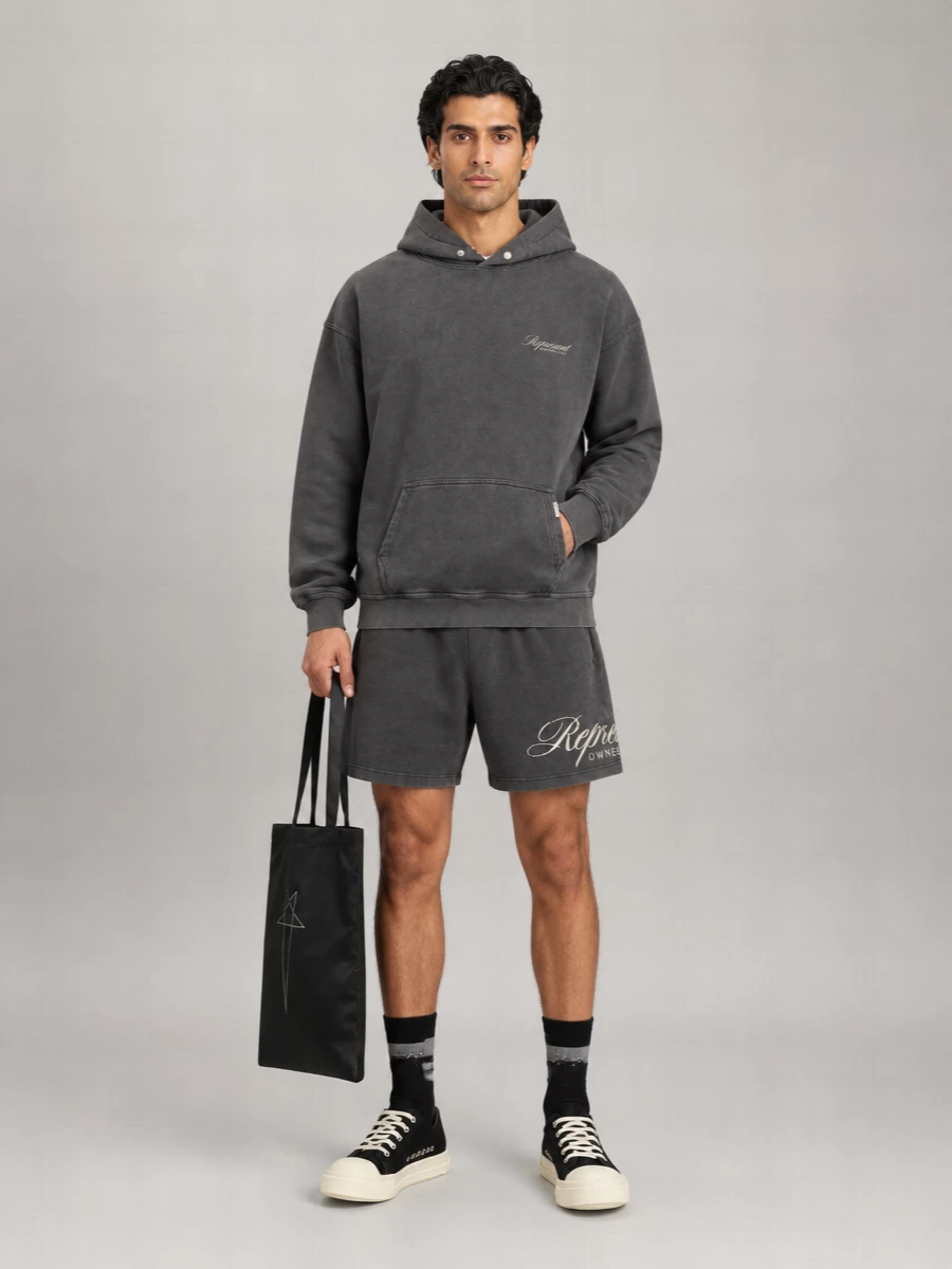 Represent Cotton Oversized Logo-Print Hoodie