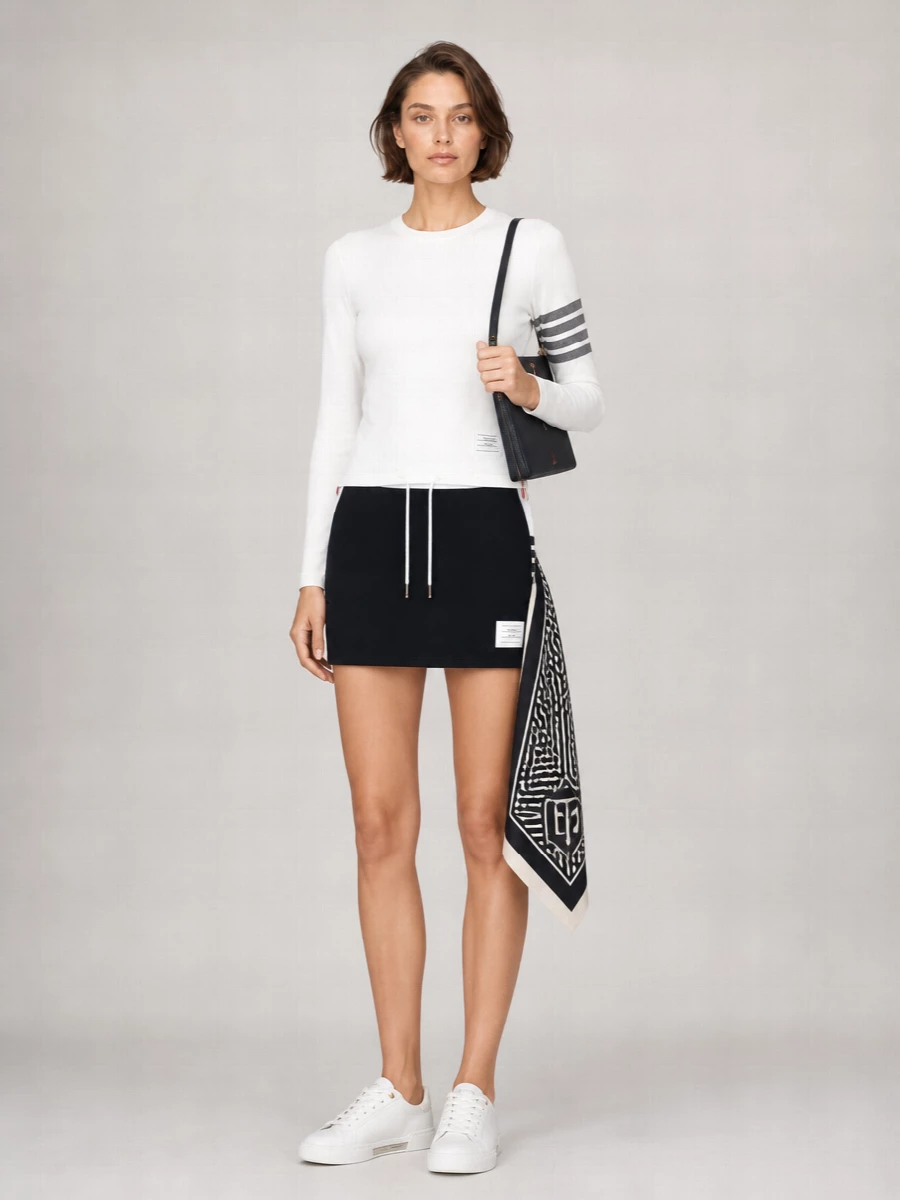 Thom Browne striped long-sleeve cotton jersey t-shirt