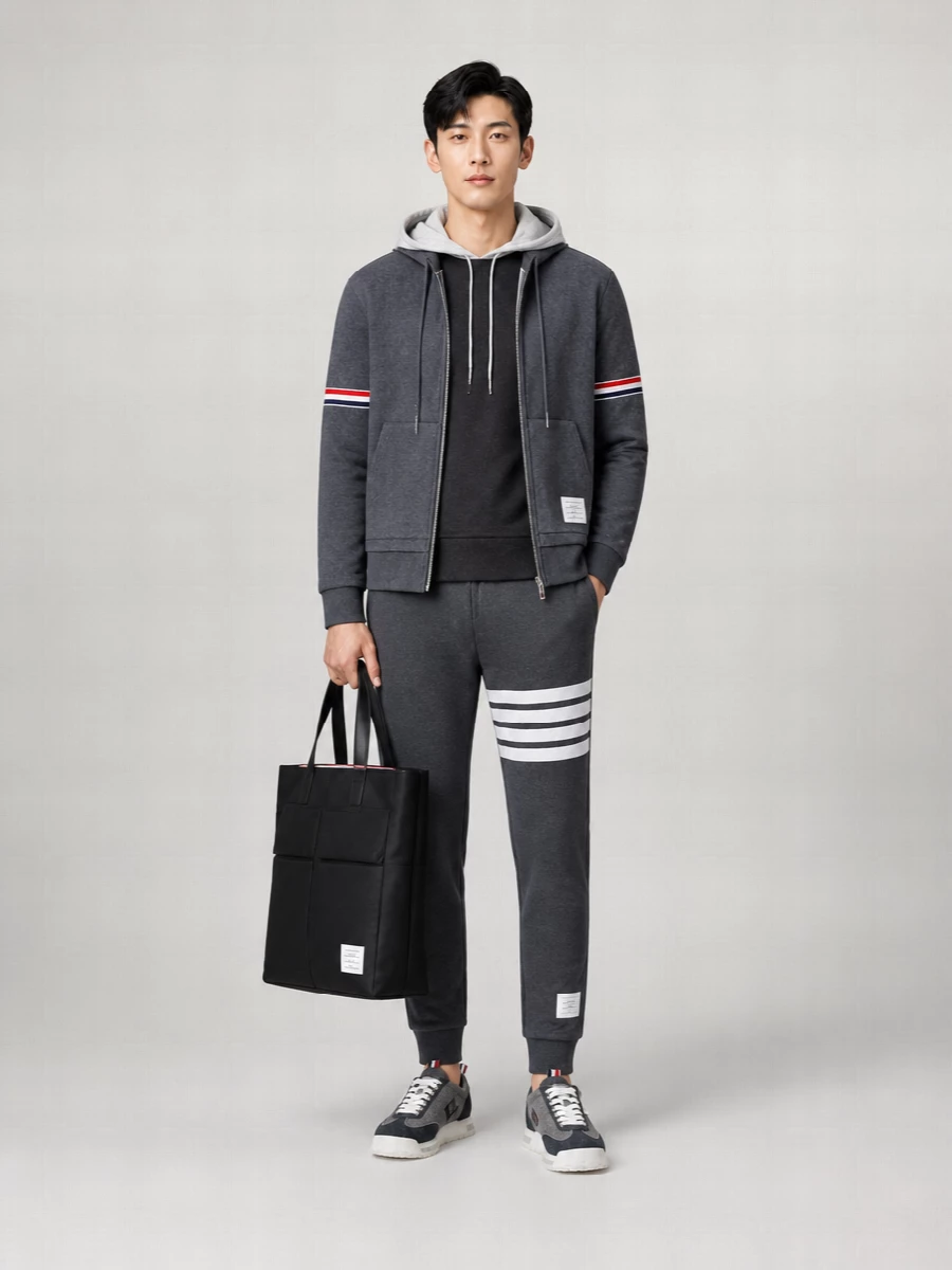 Thom Browne Cotton Zip Up Hoodie