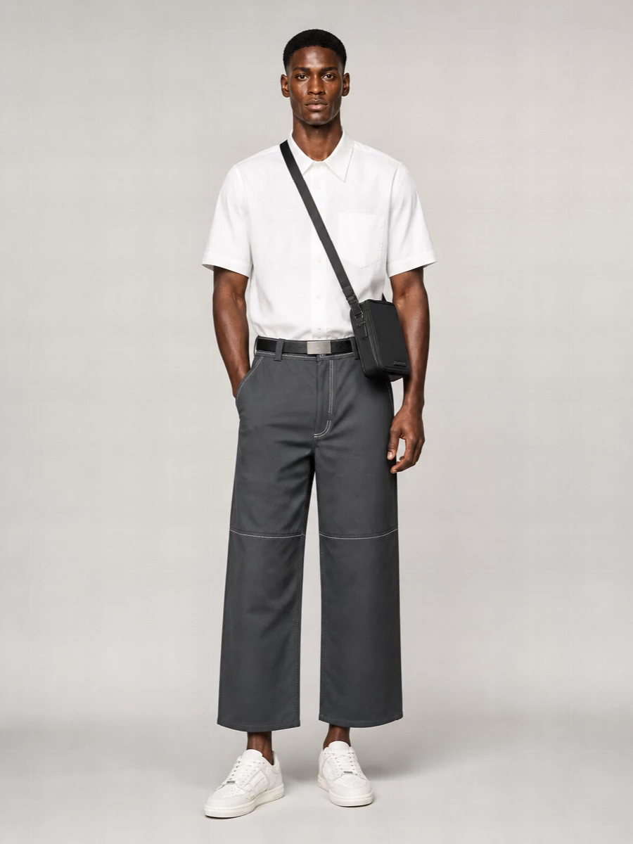 Ami Paris Virgin Wool Wide-Leg Trousers